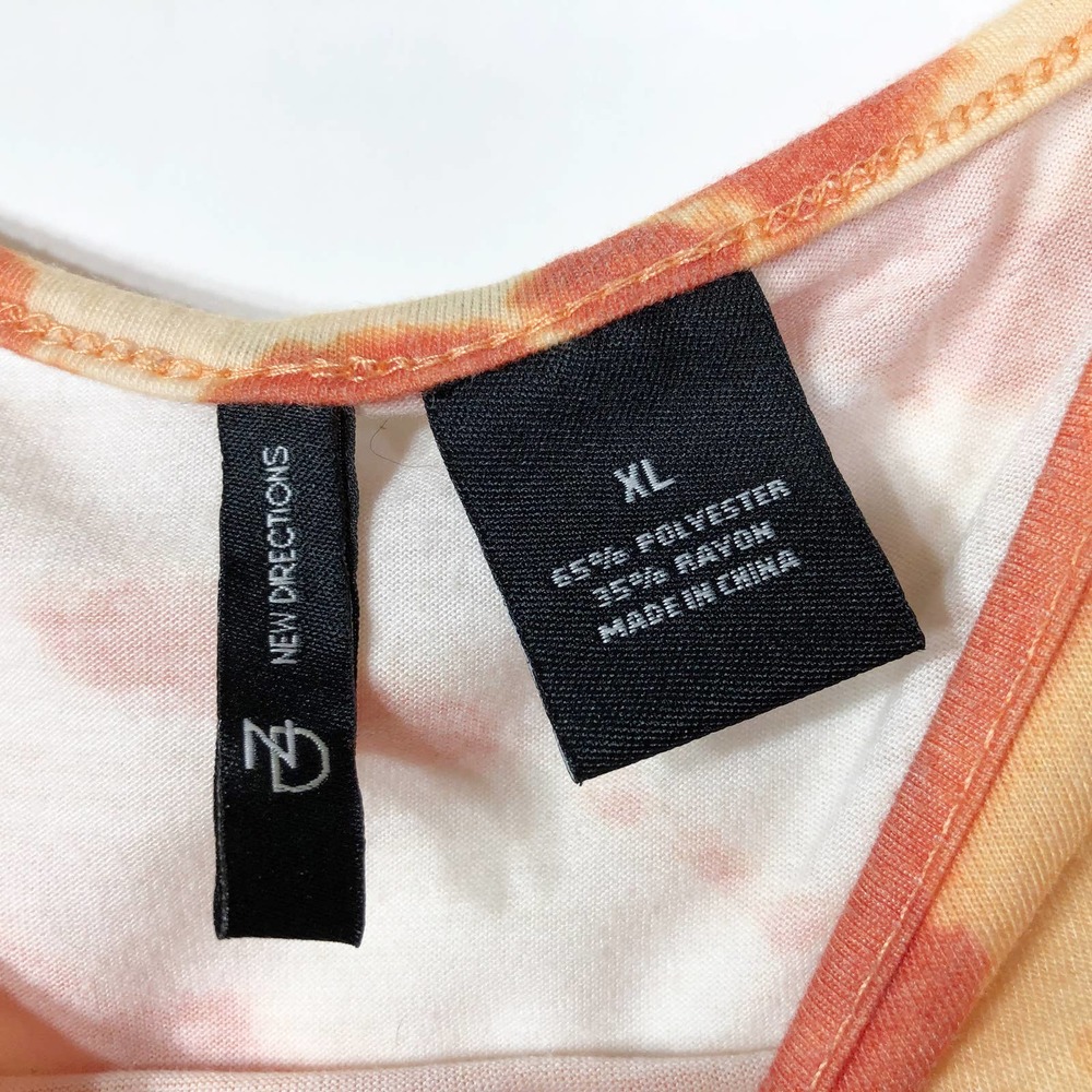 New Directions XL Top Orange White Ruched 780 - Picture 6 of 6